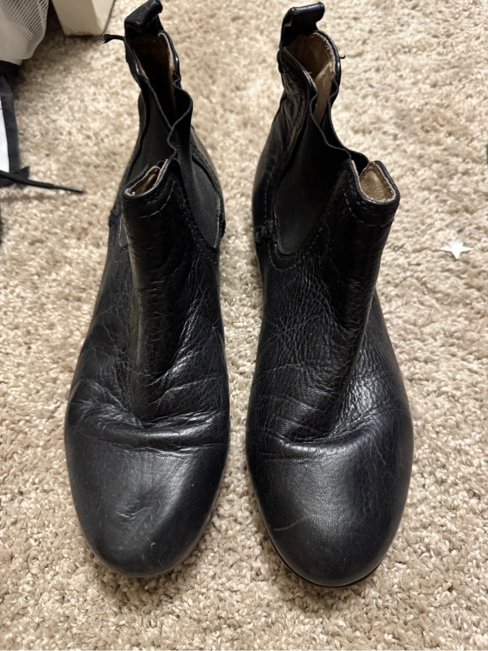 Frye Black Leather Chelsea Booties